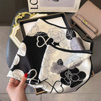 100% Silk Square Scarf – Luxe Mulberry Silk Head Wrap & Shawl for Women Black Windia