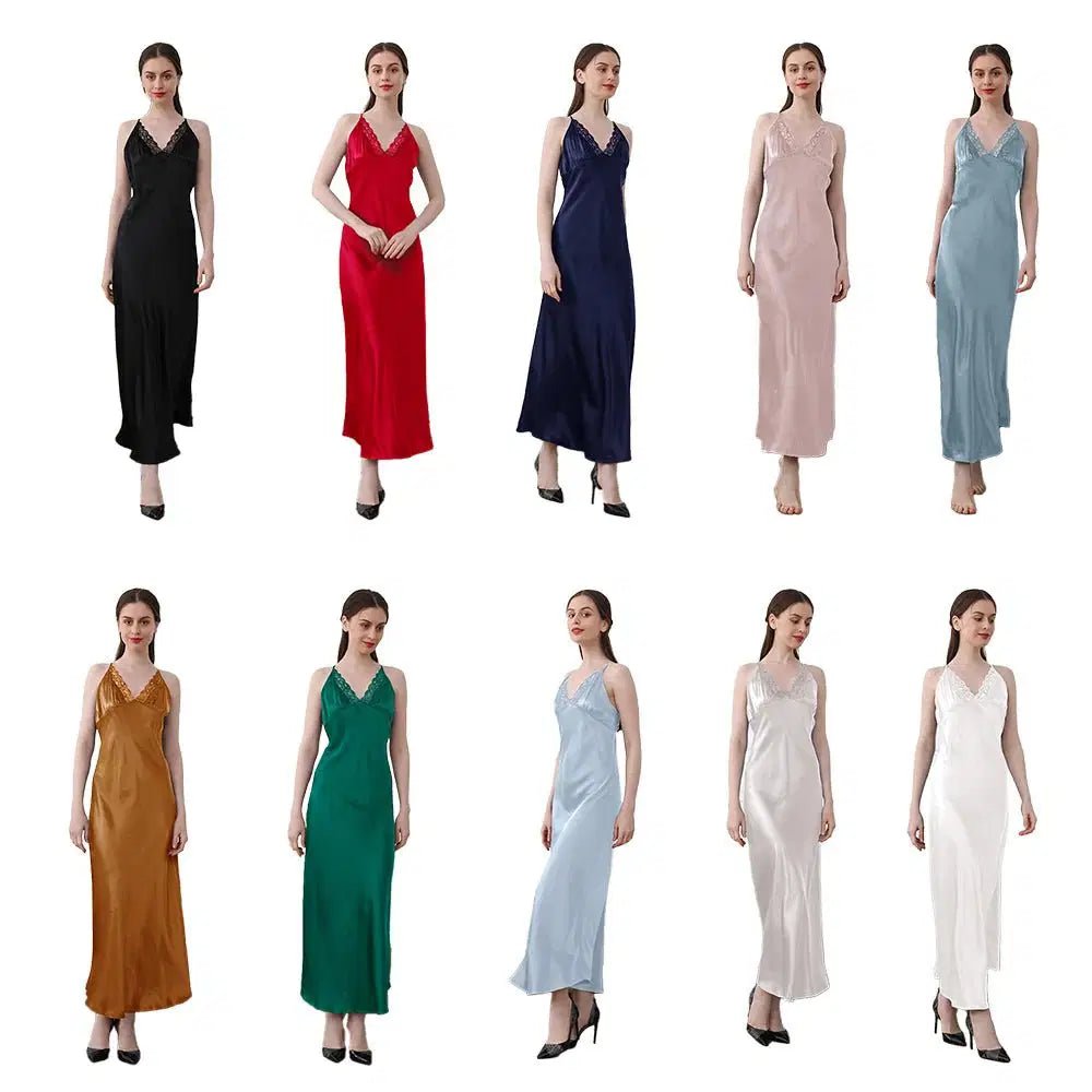 19mm Mulberry Silk Nightgown, Sleeveless V-Neck Sleepwear Pearl Windia