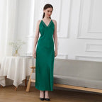 19mm Mulberry Silk Nightgown, Sleeveless V-Neck Sleepwear Green Windia