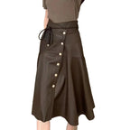 Women's Genuine Leather High-Waist A-Line Skirt | Windia
