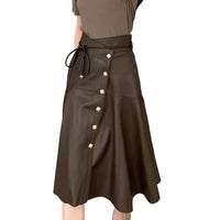 Women's Genuine Leather High-Waist A-Line Skirt | Windia