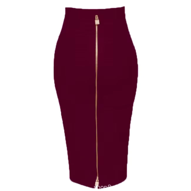 Women's High-Waist Stretch Midi Skirt