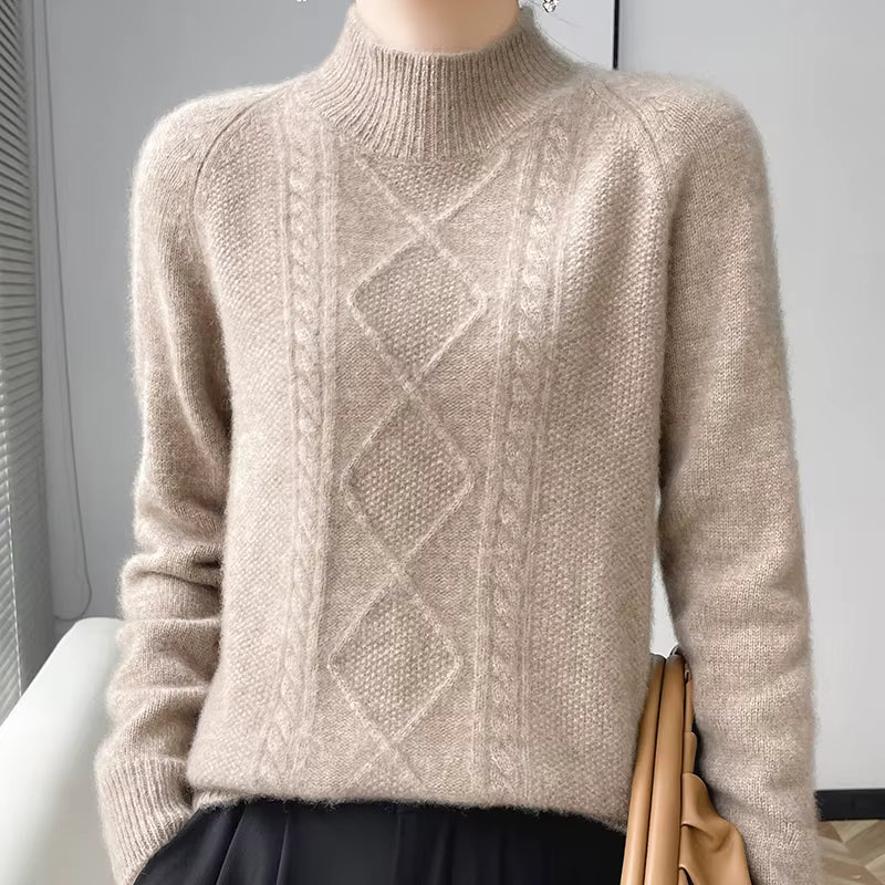 Women's Thick Wool Knit Sweater | Warm Winter Round-Neck Pullover