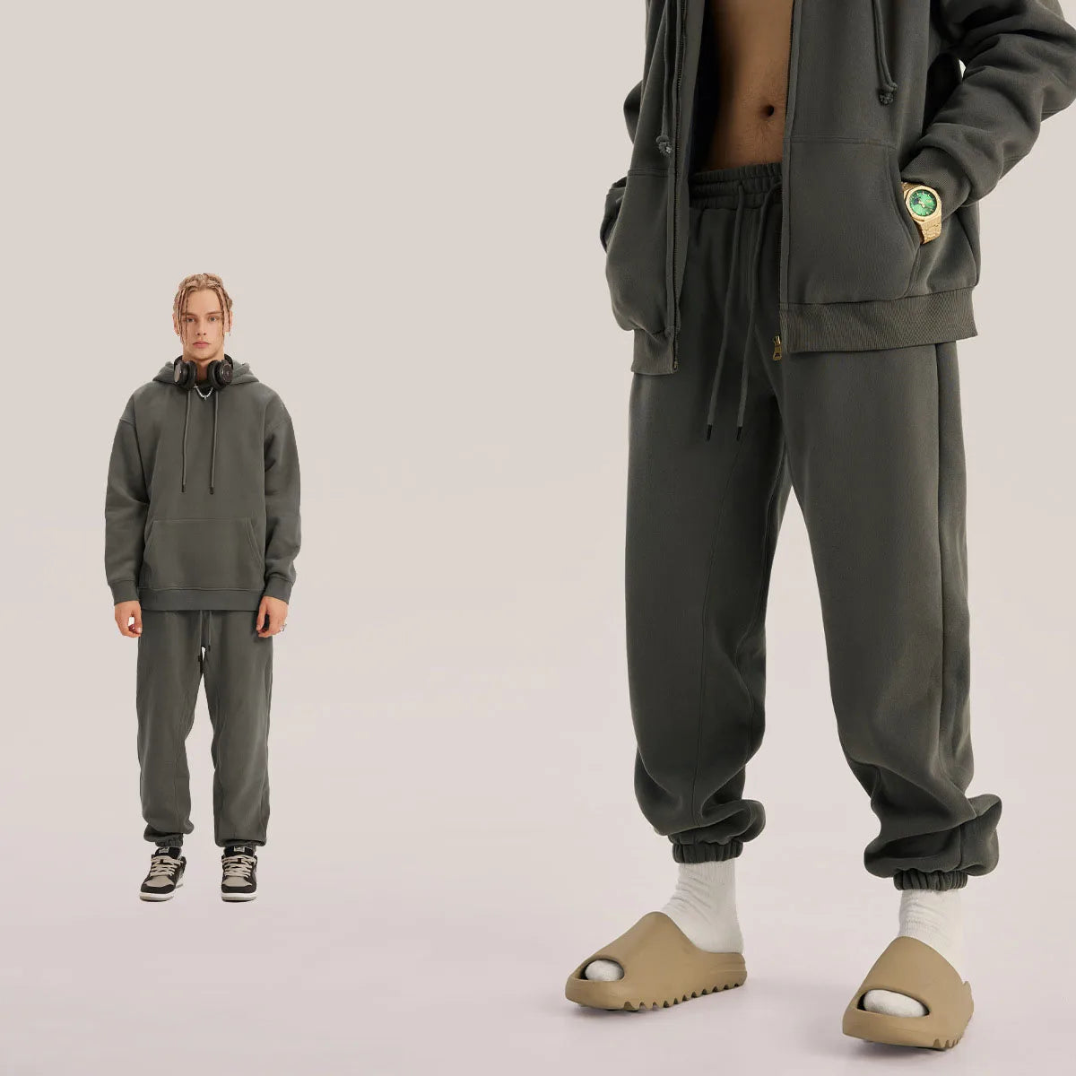 345 GSM Cotton-Blend Heavyweight Oversize Tracksuit Set - Hoodie & Sweatpants