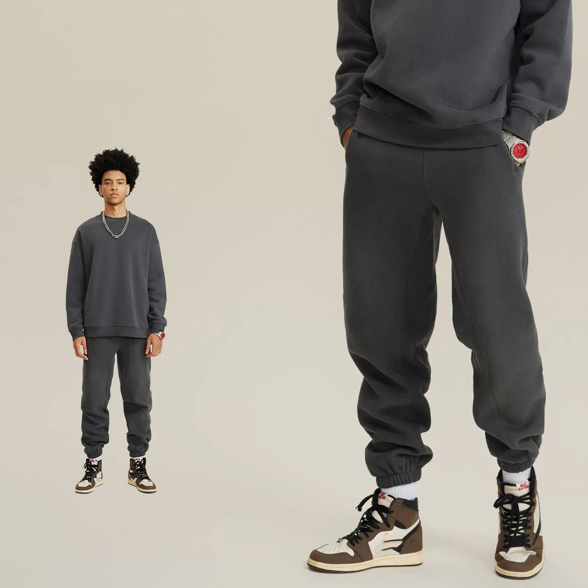 345 GSM Cotton-Blend Heavyweight Oversize Tracksuit Set - Hoodie & Sweatpants