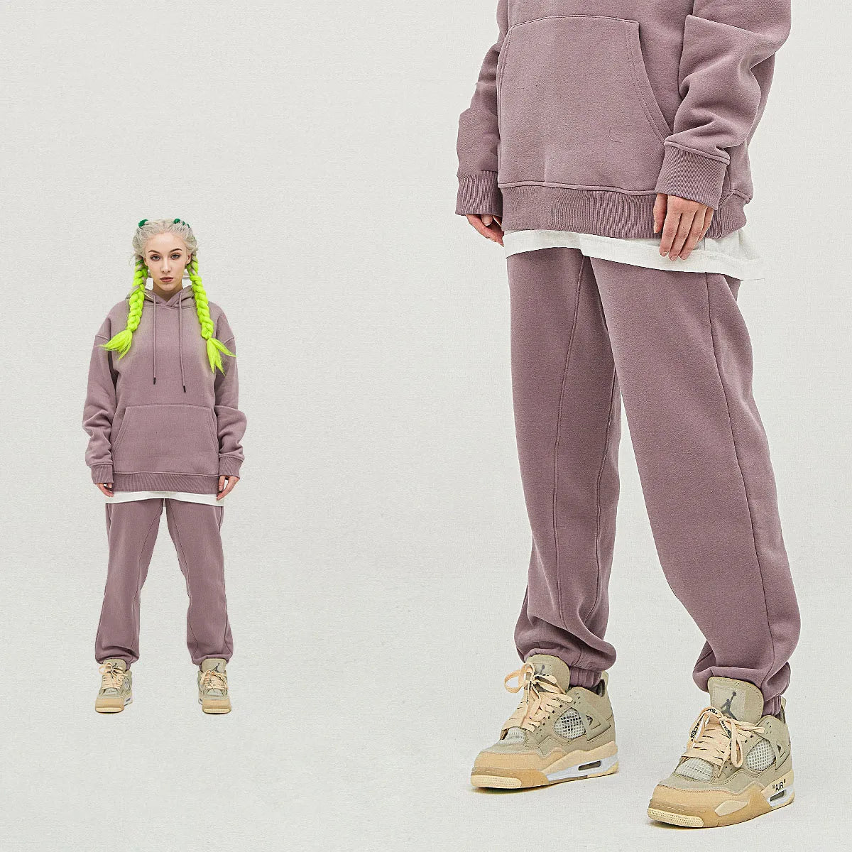 345 GSM Cotton-Blend Heavyweight Oversize Tracksuit Set - Hoodie & Sweatpants