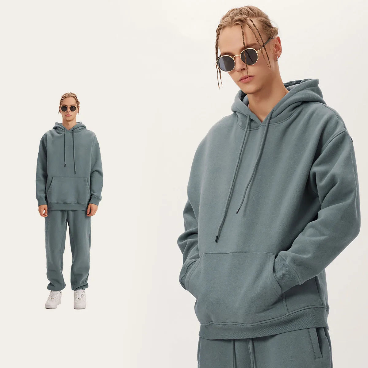 345 GSM Cotton-Blend Heavyweight Oversize Tracksuit Set - Hoodie & Sweatpants