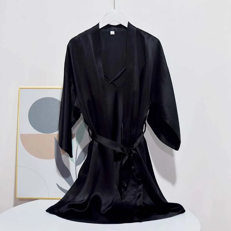 Luxury 100% Mulberry Silk Sleepwear Robe Set