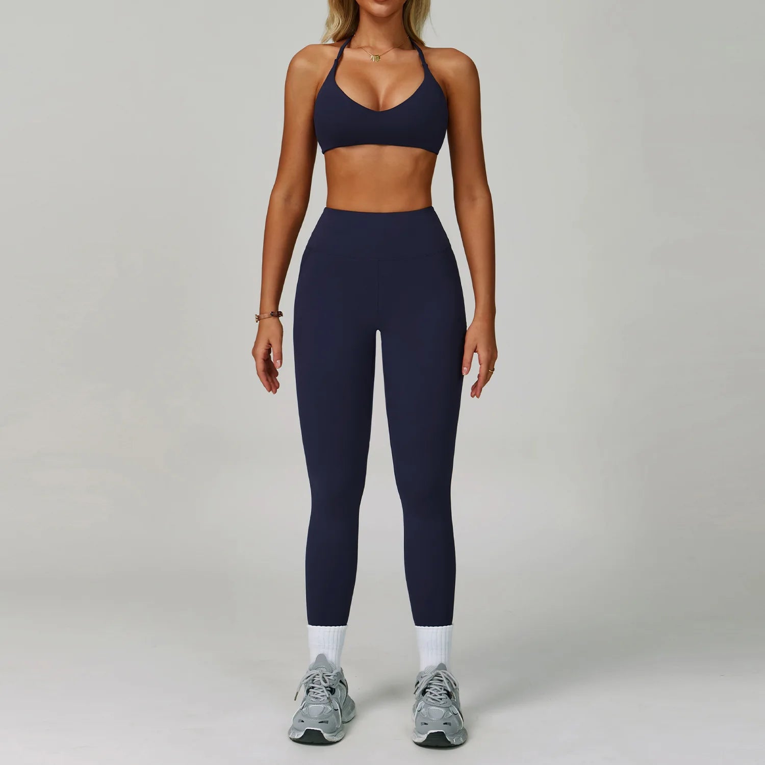 Beautiful Back Sports Bra & Flare Legging Set – Women's Nude Feel 2-Piece Gym Set