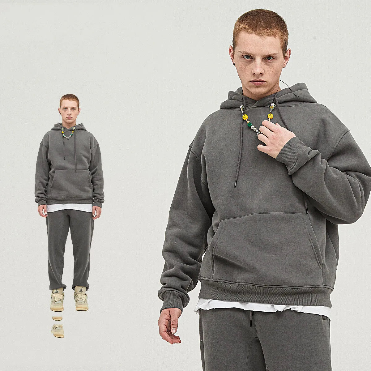 345 GSM Cotton-Blend Heavyweight Oversize Tracksuit Set - Hoodie & Sweatpants