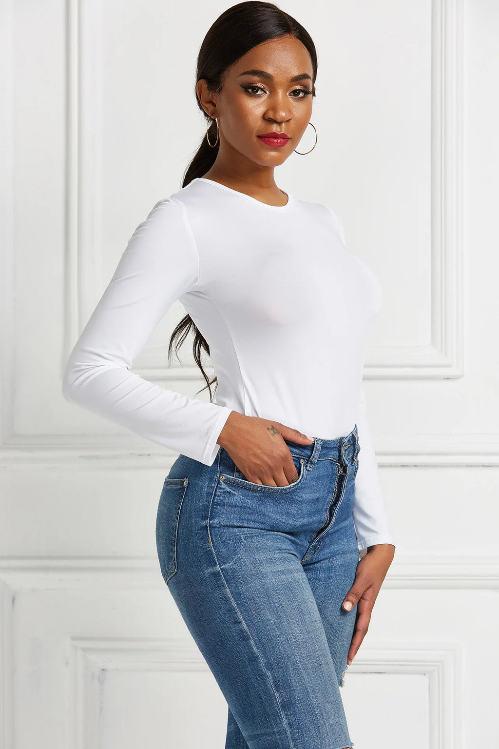 Women's Long-Sleeve Bodycon Jumpsuit