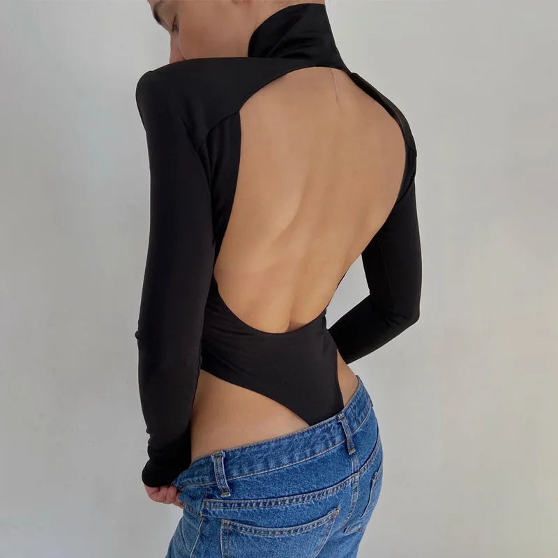 Women's Cutout Backless Long-Sleeve Bodysuit