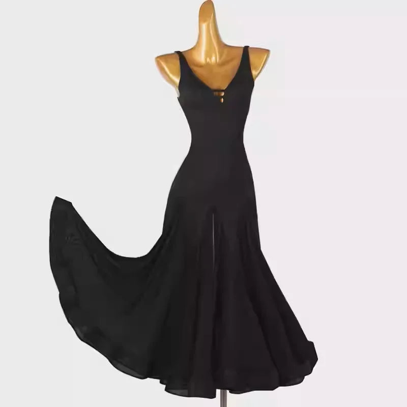 Women's Black V-Neck Backless Dance Dress | Windia