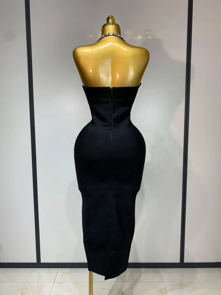 Black Embellished Bodycon Party Dress | Windia
