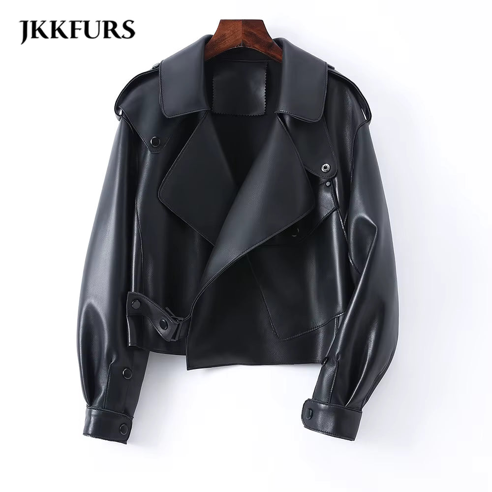 Sheepskin Leather Bomber Jacket - Windia