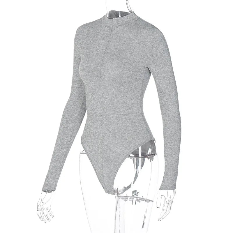 Women's Mock-Neck Zip Stretch Bodysuit