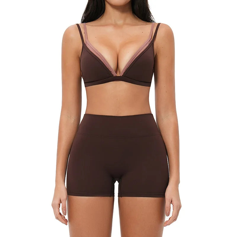 Y2K Contrast Colour Women's Yoga Set – High Waist Gym & Fitness Activewear