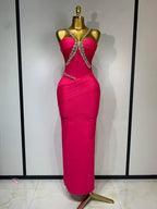 Women's Crystal Backless Bodycon Maxi Dress