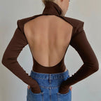 Women's Cutout Backless Long-Sleeve Bodysuit