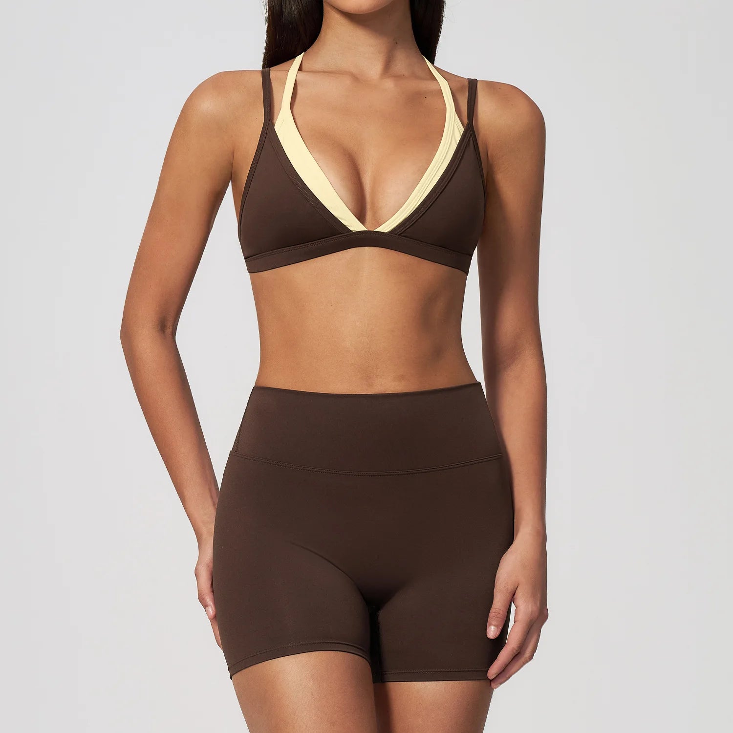 Y2K Contrast Colour Women's Yoga Set – High Waist Gym & Fitness Activewear