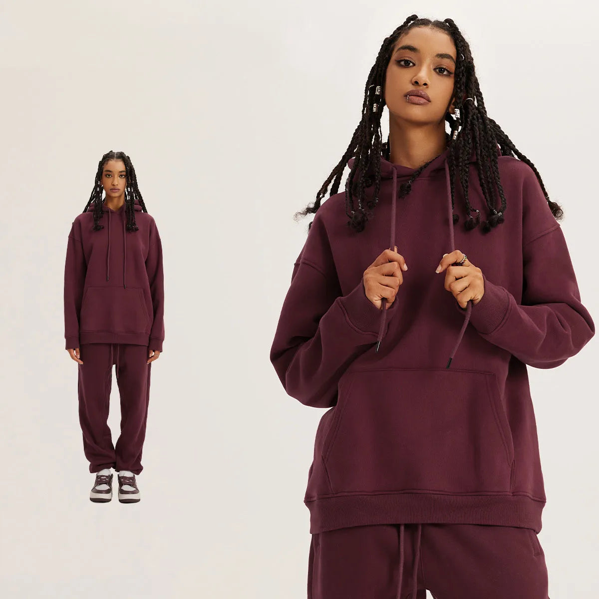 345 GSM Cotton-Blend Heavyweight Oversize Tracksuit Set - Hoodie & Sweatpants