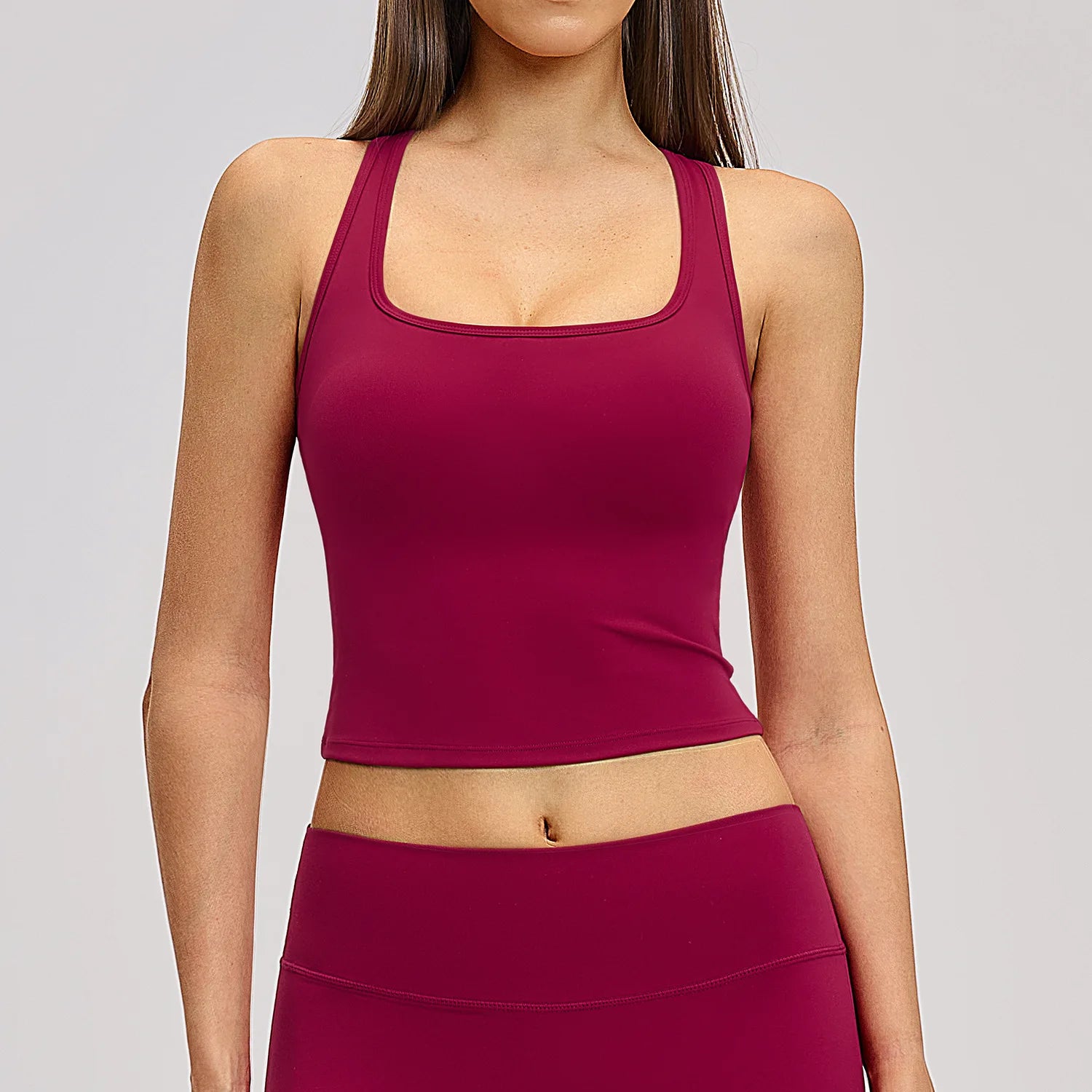 Women's Racerback Sports Bra | Square Neck Cropped Tank Top