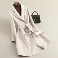Women's Cashmere Wool Coat | Elegant Long Double-Sided Spring Coat - Windia