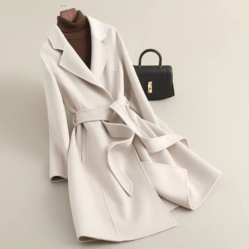 Women's Cashmere Wool Coat | Elegant Long Double-Sided Spring Coat - Windia