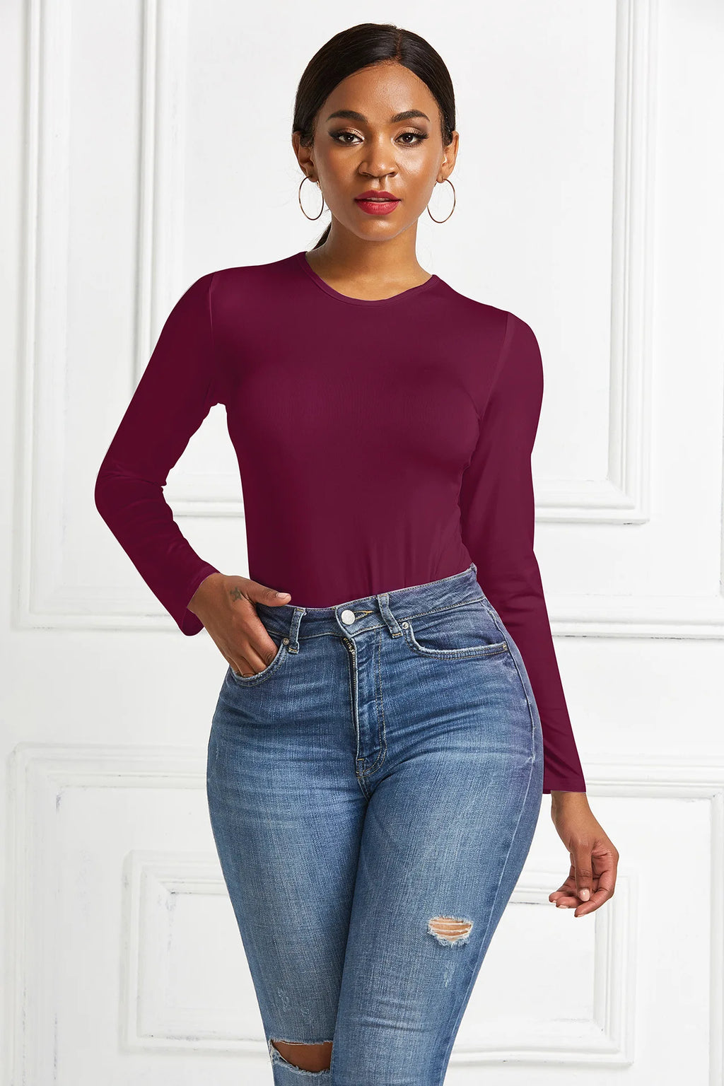 Women's Long-Sleeve Bodycon Jumpsuit