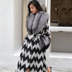 Fox Fur Collar & Cuffs Women's Cashmere Wool Overcoat – Handmade Houndstooth Winter Coat