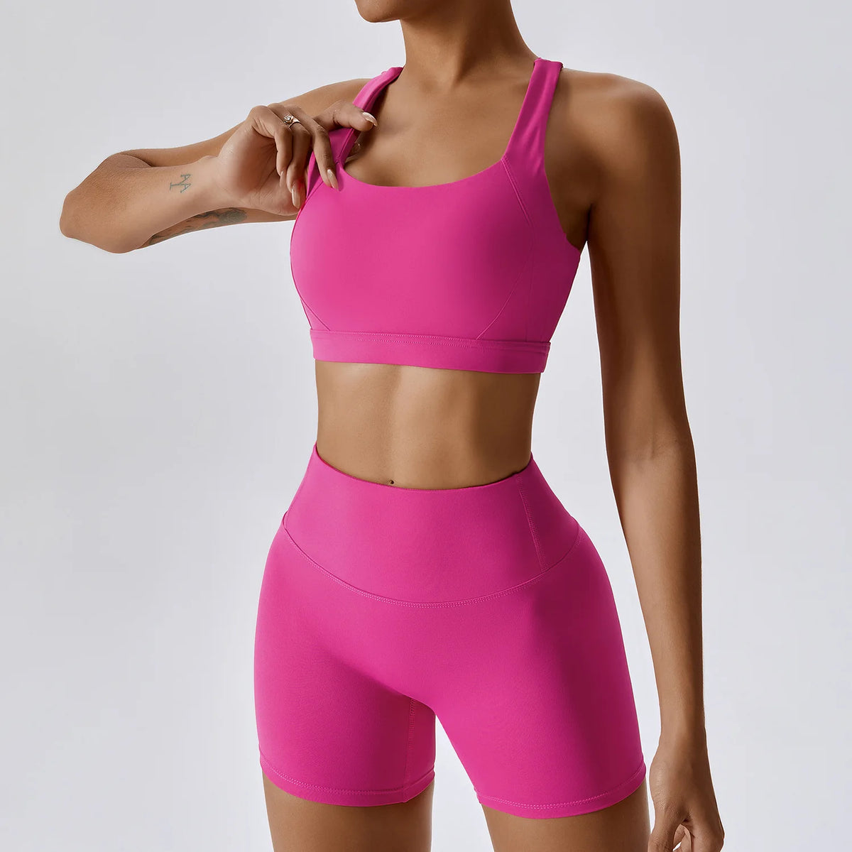 Women's 2-Piece Yoga Set – High Waist Sports Bra & Shorts or Leggings | Quick-Dry Gym Fitness Set