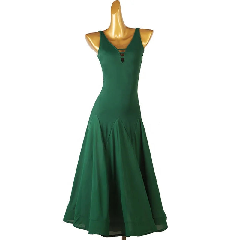 Women's Green V-Neck Backless Dance Dress | Windia