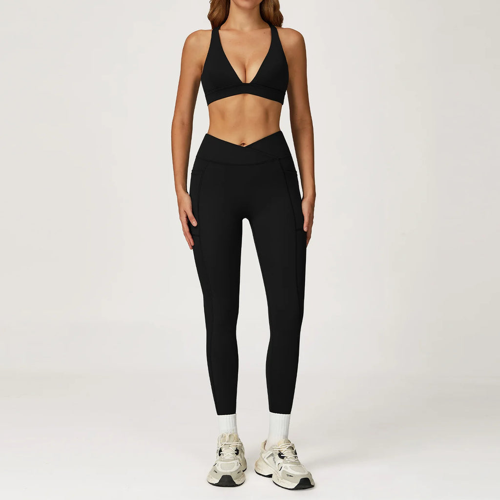 Women's Sports Bra & High Waist Gym Set | Shorts, Leggings or Flare