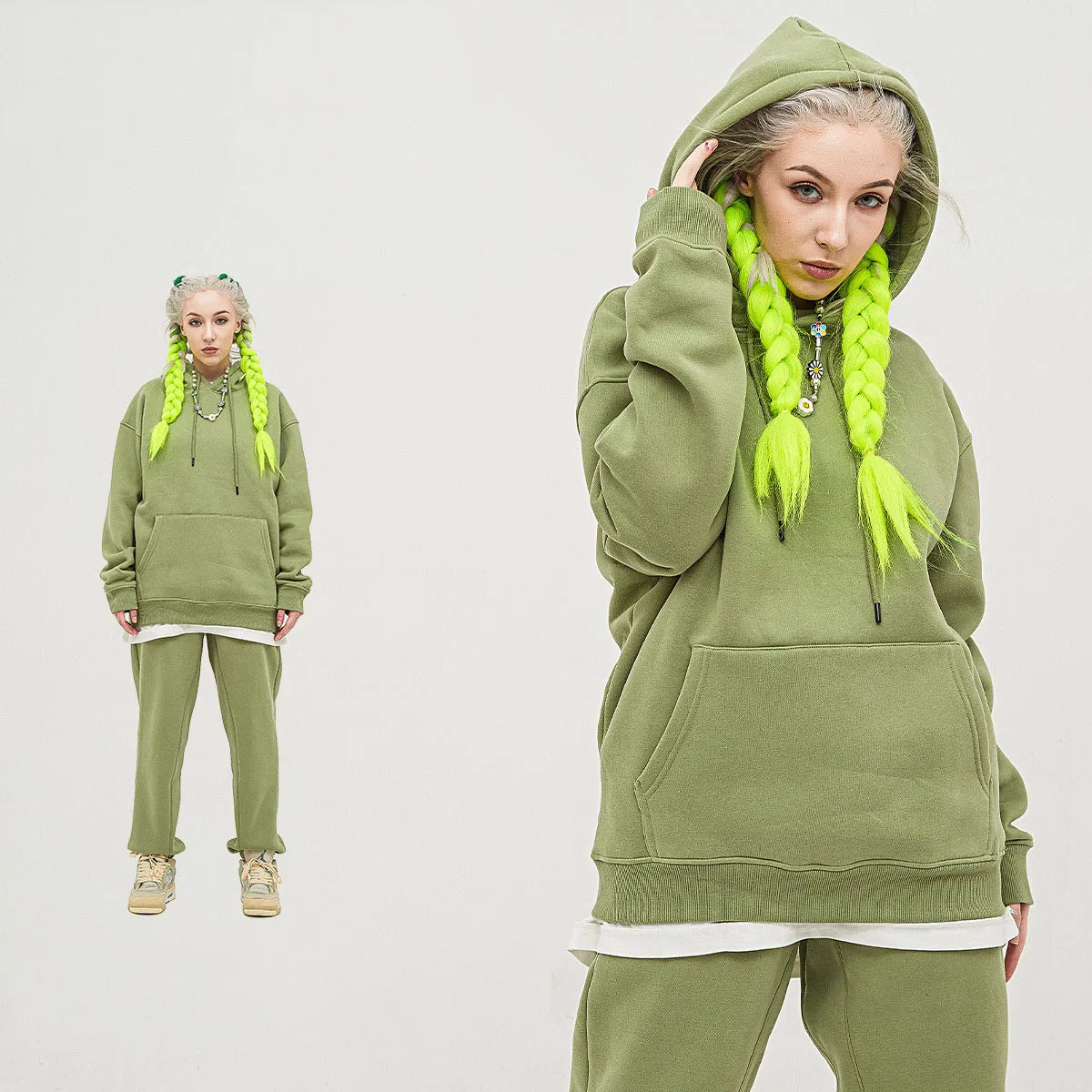 345 GSM Cotton-Blend Heavyweight Oversize Tracksuit Set - Hoodie & Sweatpants