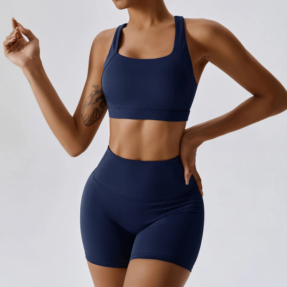 Women's 2-Piece Yoga Set – High Waist Sports Bra & Shorts or Leggings | Quick-Dry Gym Fitness Set