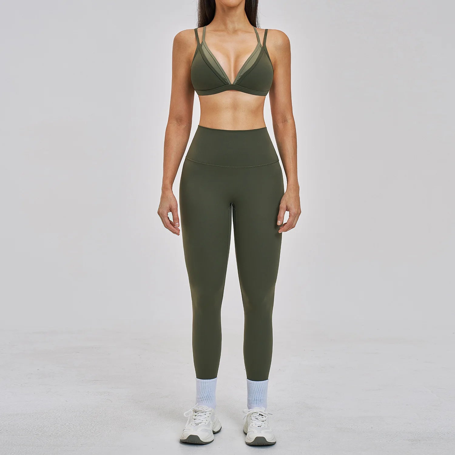 Y2K Contrast Colour Women's Yoga Set – High Waist Gym & Fitness Activewear