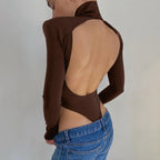 Women's Cutout Backless Long-Sleeve Bodysuit