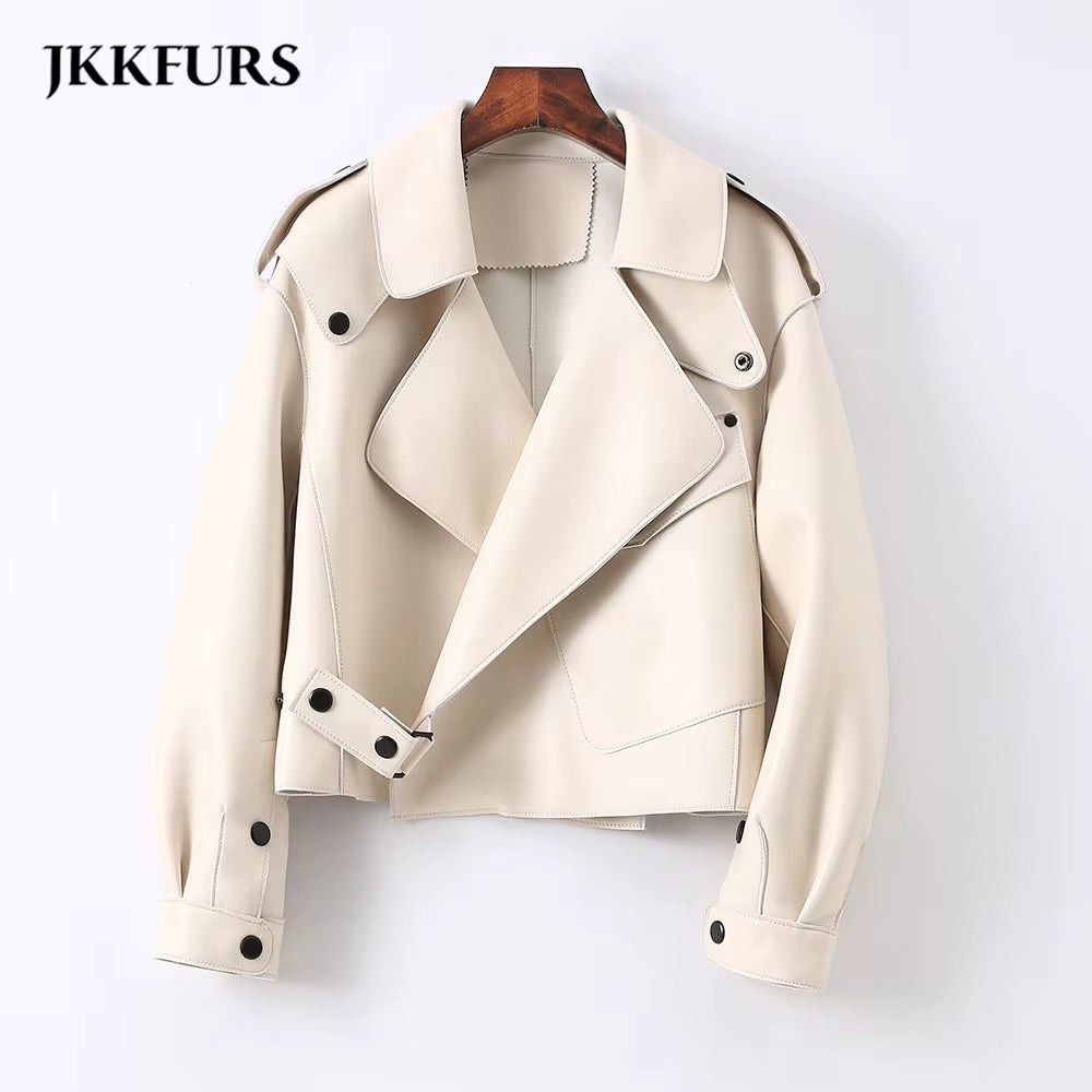 Sheepskin Leather Bomber Jacket - Windia