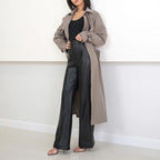 Women's High Waist Straight Leg Genuine Leather Pants