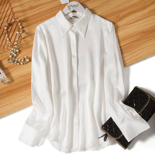 Women's Silk Satin Shirt | Long Sleeve Loose Blouse - Windia