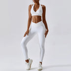 Scrunch Butt Crossover V-Cut Waist Leggings & Sports Bra Set