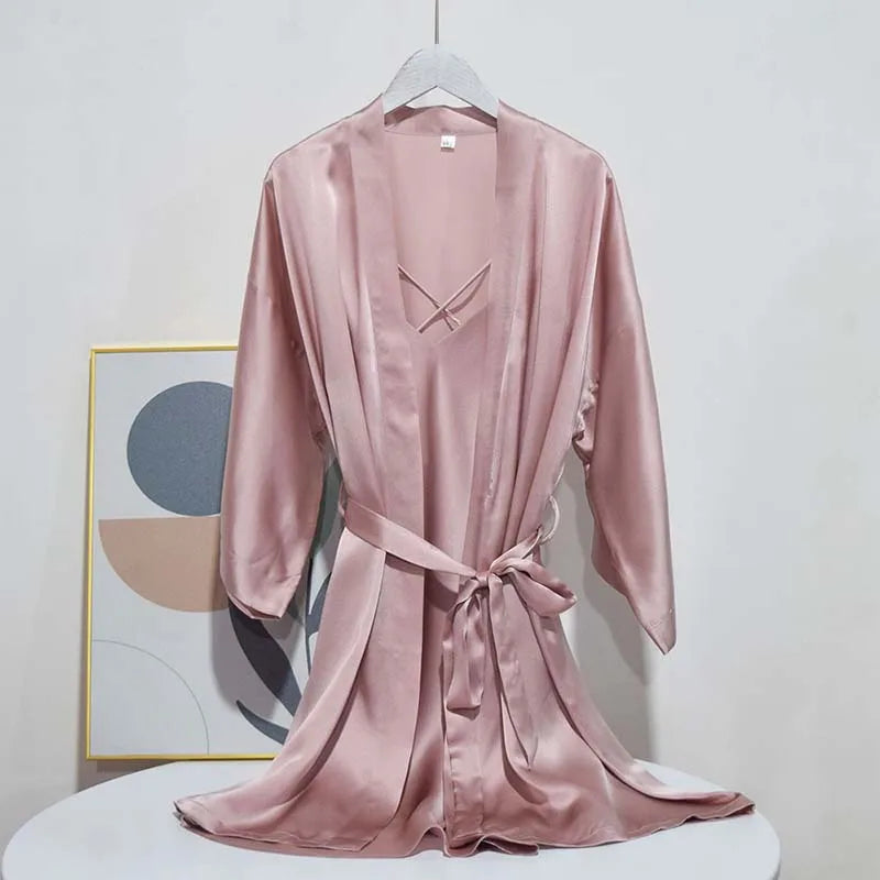 Luxury 100% Mulberry Silk Sleepwear Robe Set