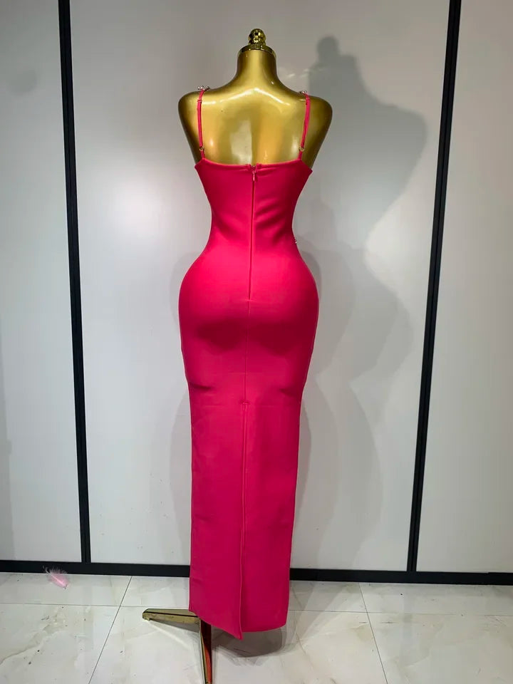 Women's Crystal Backless Bodycon Maxi Dress
