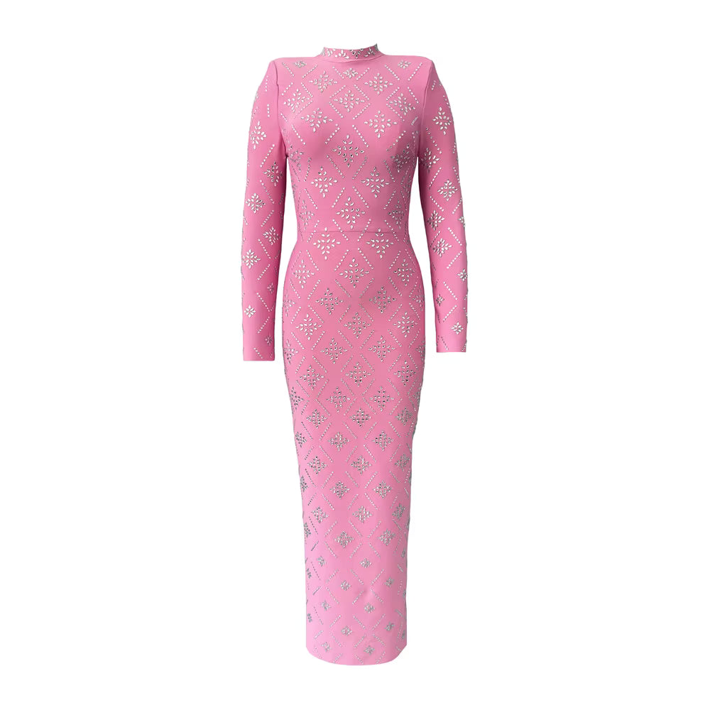 Hot Drilling Maxi Dress | Long Sleeve Party Dress for Women