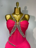 Women's Crystal Backless Bodycon Maxi Dress