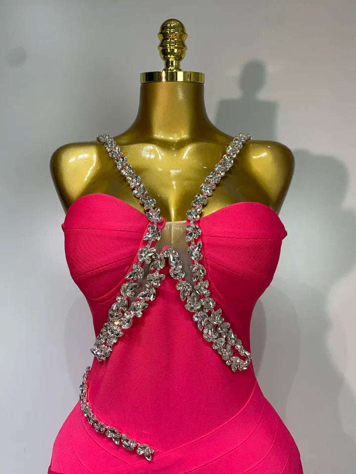 Women's Crystal Backless Bodycon Maxi Dress