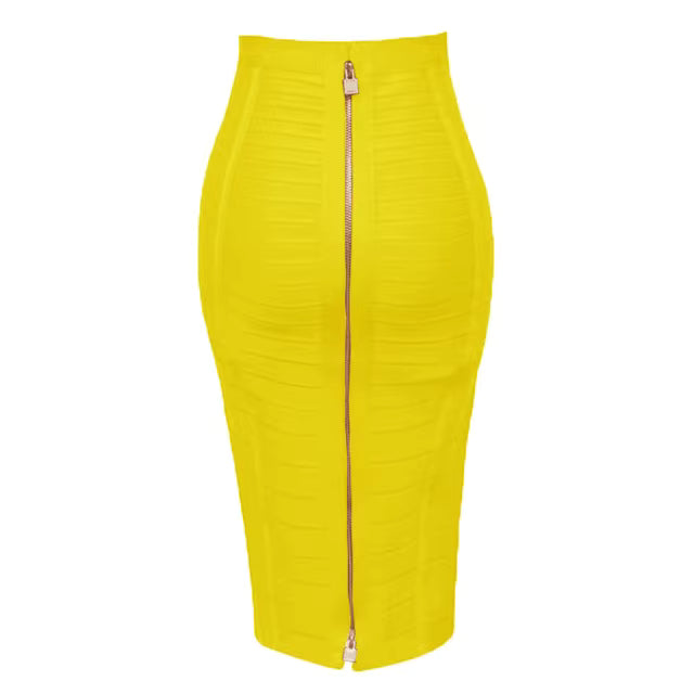 Women's High-Waist Stretch Midi Skirt