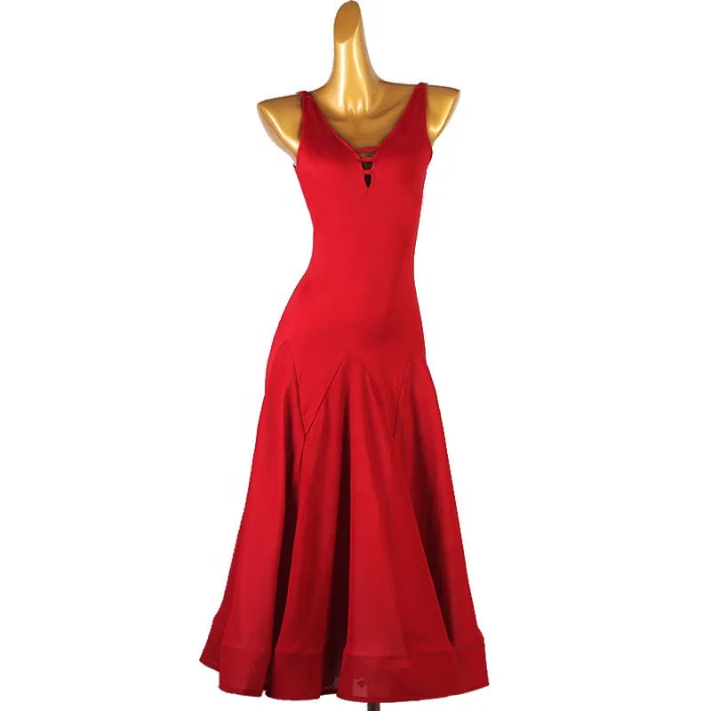 Women's Red V-Neck Backless Dance Dress | Windia
