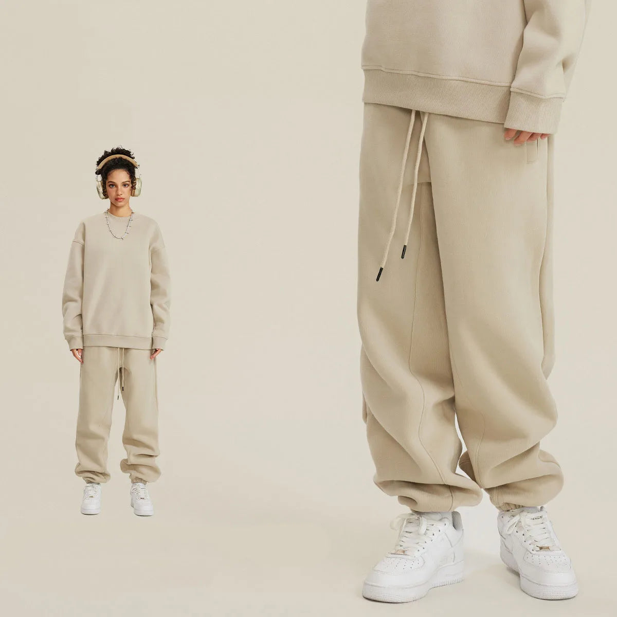 345 GSM Cotton-Blend Heavyweight Oversize Tracksuit Set - Hoodie & Sweatpants