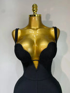 Women's Black Rhinestone V-Neck Jumpsuit | Windia